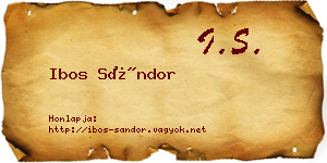 Ibos Sándor névjegykártya